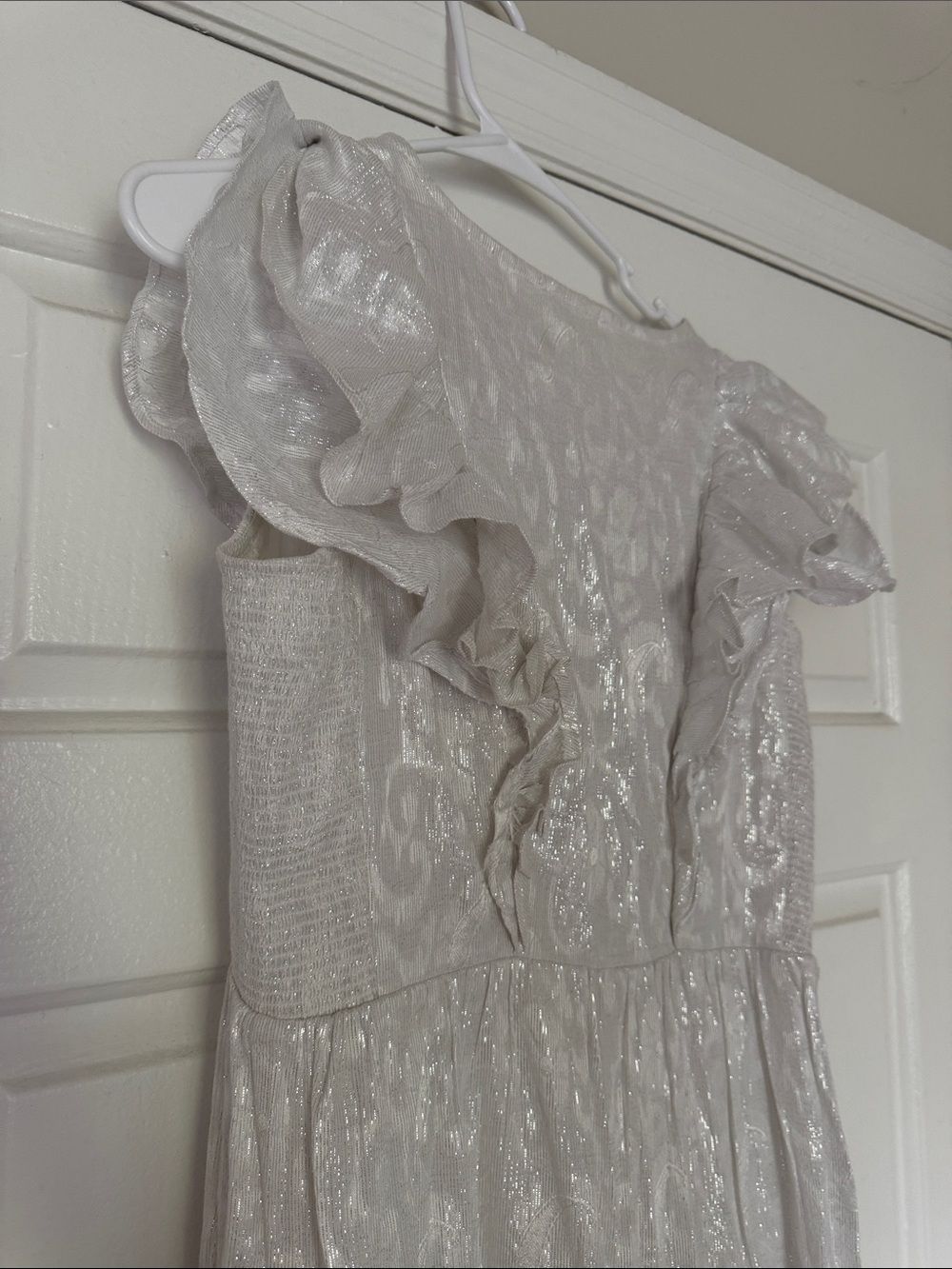Roller Rabbit White Ruffled V-Neck Midi Dress - Picture 7 of 8